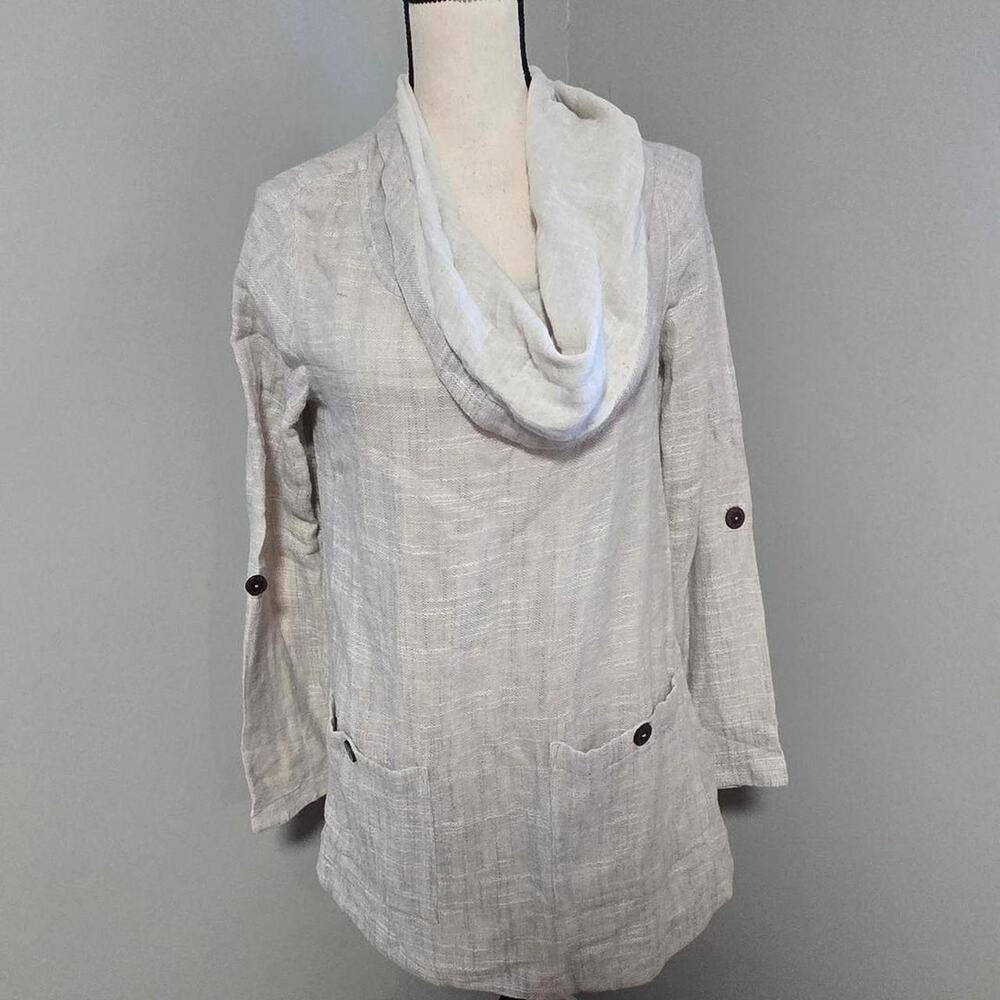 soft surroundings beige long sleeve top boho small